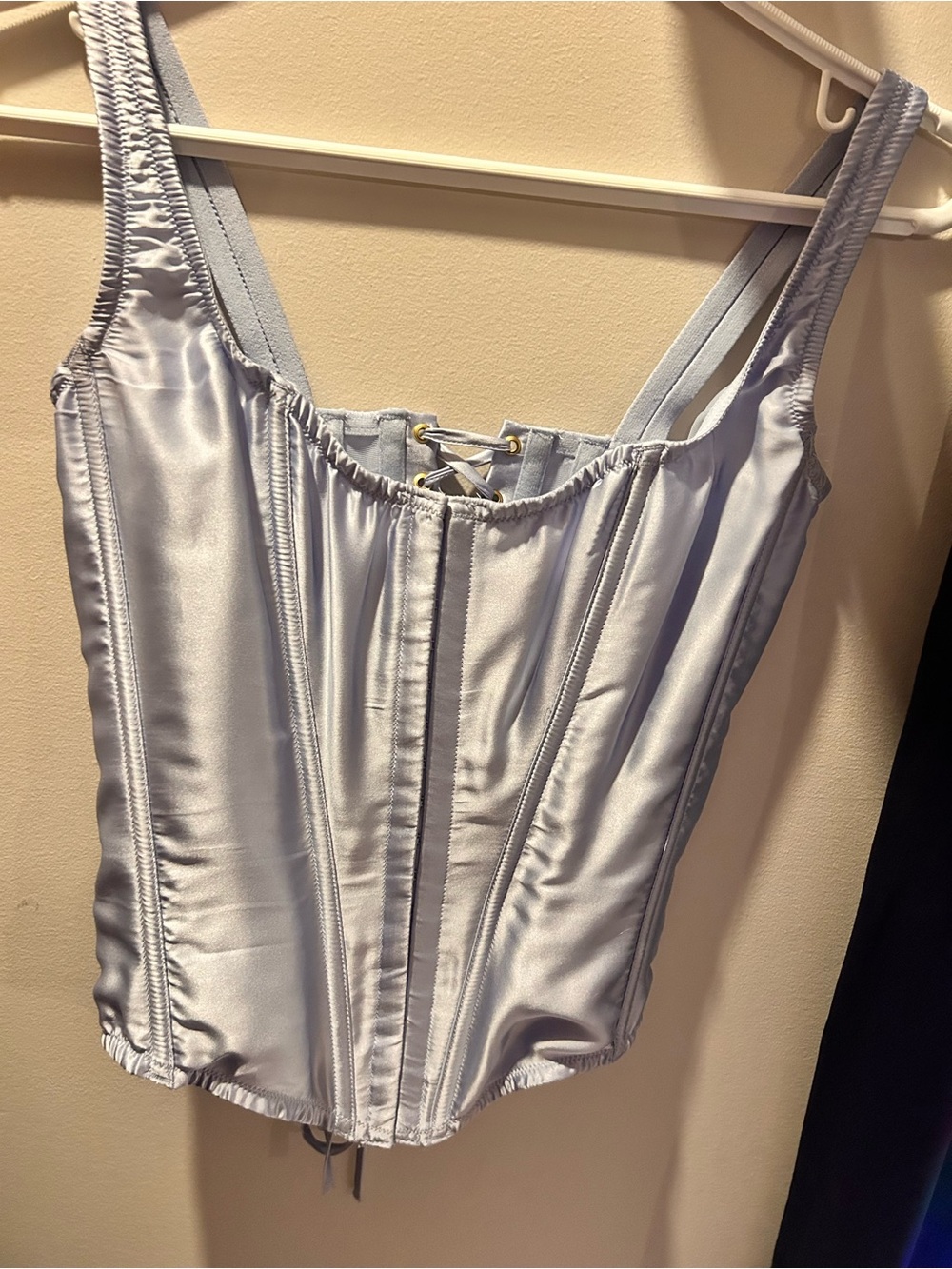 Satin Corset Tank Top in Light blue
